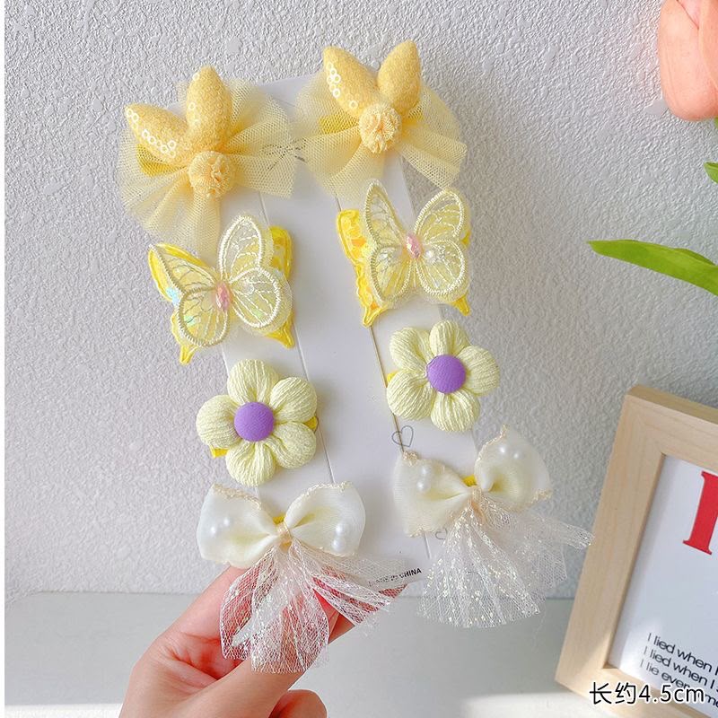Girls 8-Piece Butterfly, Bow & Flower Hair Clip Set – Cute Pastel Hair Accessories with Mesh Bunny Bows, Embroidered Butterflies, Fabric Flowers & Pearl Tulle Bows | Kids Hair Clips for Parties, School & Everyday Styling