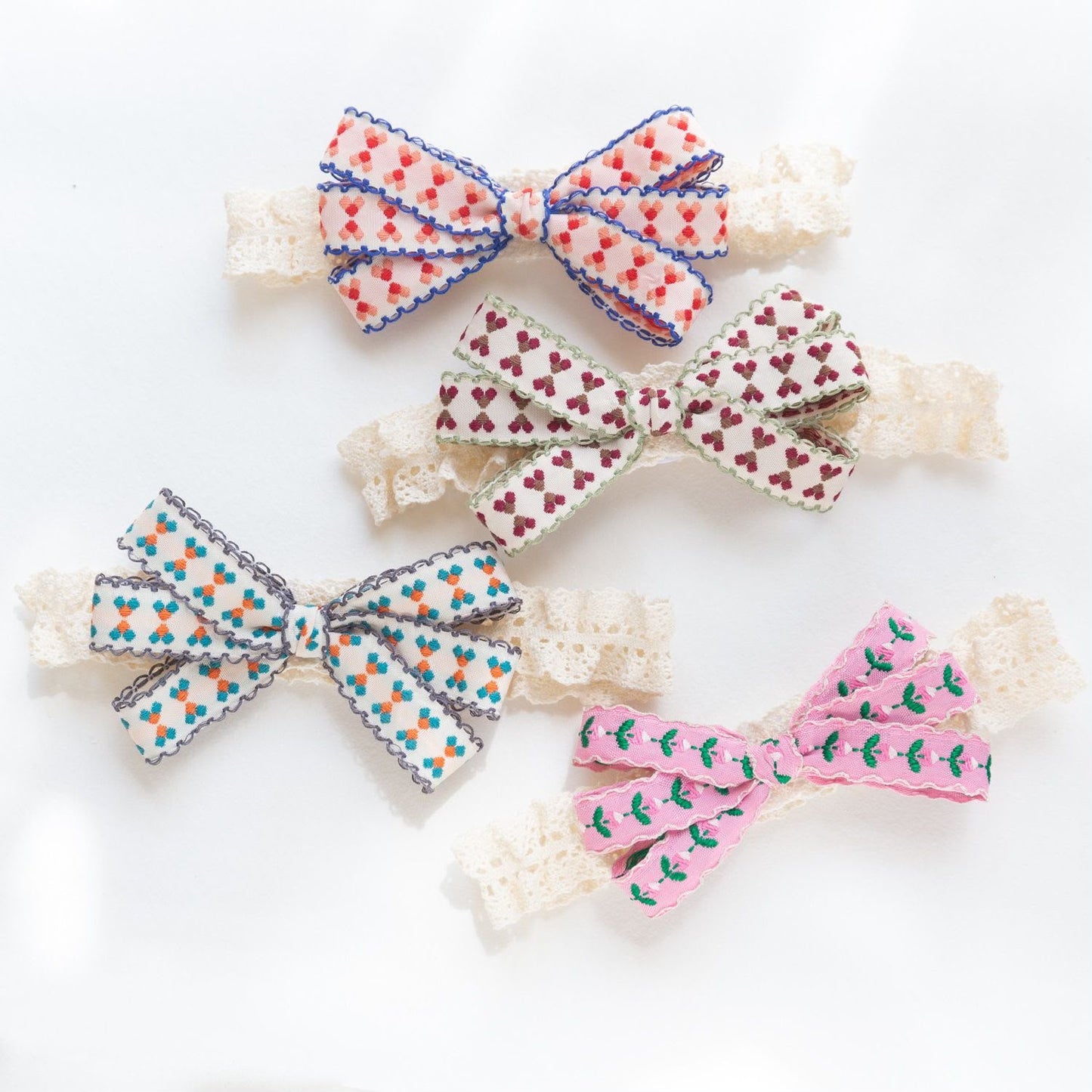 Floral Bow Lace Headband for Girls – Soft Stretch Hairband