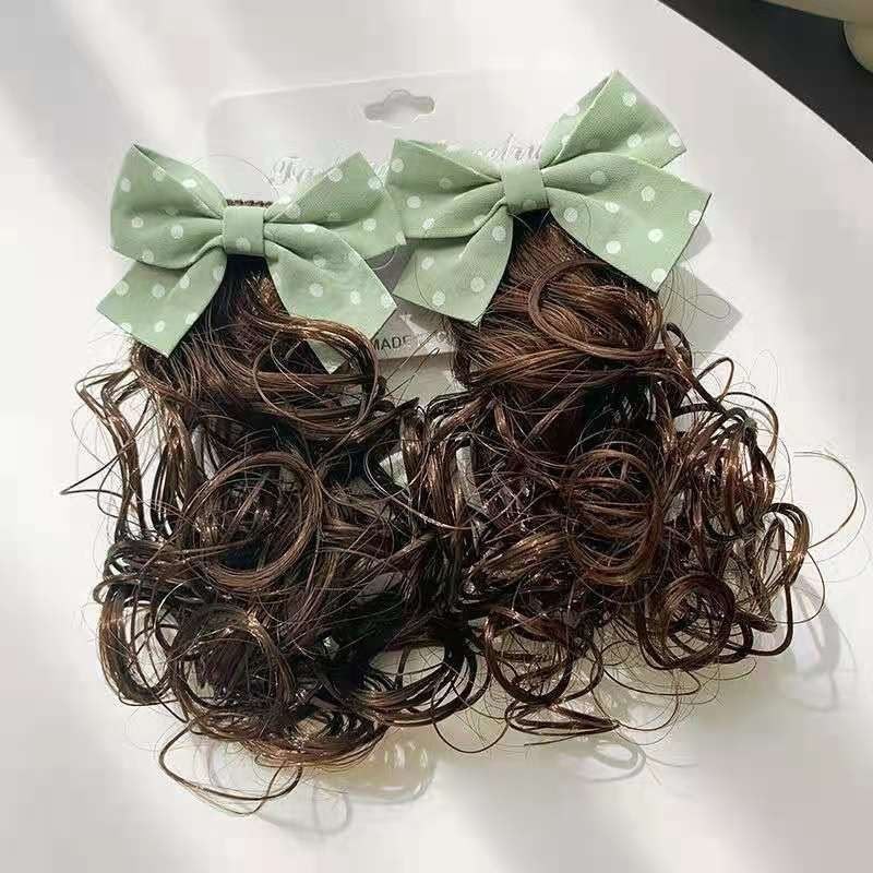 Girls Curly Ponytail Hair Extension with Bow – Cute Clip-On Hair Accessory