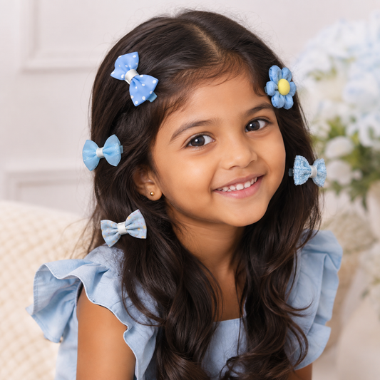 5-Piece Girls Bow & Flower Hair Clip Set – Cute Assorted Hair Accessories