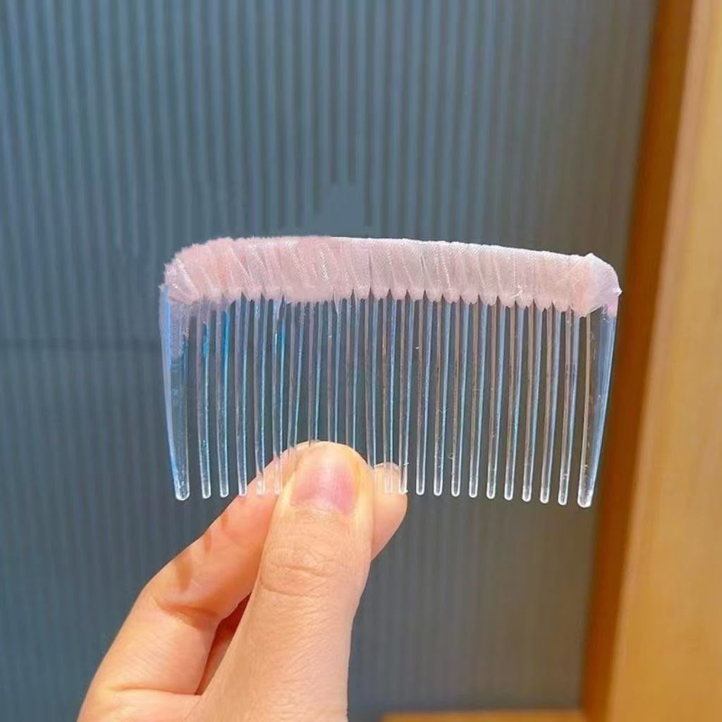 Girls Decorative Side Hair Comb – Cute Transparent Hair Comb with Pastel Heart, Flower, Bow & Fabric Embellishments | Kids Hair Accessory for Side Styling, Parties, Birthdays & Everyday Wear