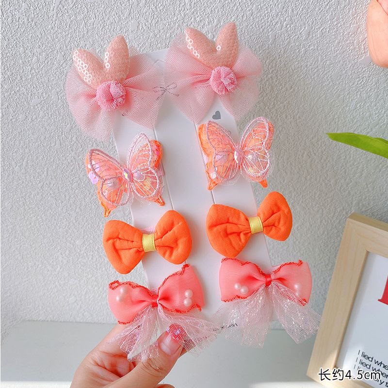 Girls 8-Piece Butterfly, Bow & Flower Hair Clip Set – Cute Pastel Hair Accessories with Mesh Bunny Bows, Embroidered Butterflies, Fabric Flowers & Pearl Tulle Bows | Kids Hair Clips for Parties, School & Everyday Styling