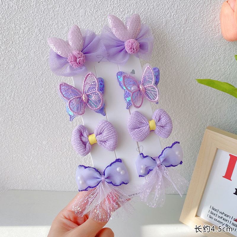 Girls 8-Piece Butterfly, Bow & Flower Hair Clip Set – Cute Pastel Hair Accessories with Mesh Bunny Bows, Embroidered Butterflies, Fabric Flowers & Pearl Tulle Bows | Kids Hair Clips for Parties, School & Everyday Styling