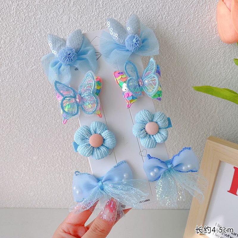 Girls 8-Piece Butterfly, Bow & Flower Hair Clip Set – Cute Pastel Hair Accessories with Mesh Bunny Bows, Embroidered Butterflies, Fabric Flowers & Pearl Tulle Bows | Kids Hair Clips for Parties, School & Everyday Styling