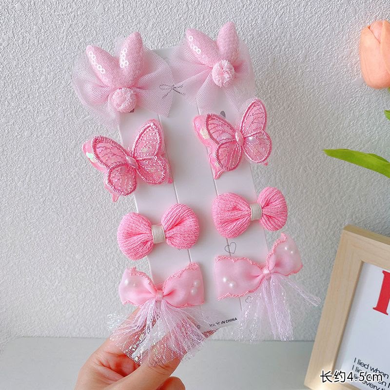 Girls 8-Piece Butterfly, Bow & Flower Hair Clip Set – Cute Pastel Hair Accessories with Mesh Bunny Bows, Embroidered Butterflies, Fabric Flowers & Pearl Tulle Bows | Kids Hair Clips for Parties, School & Everyday Styling