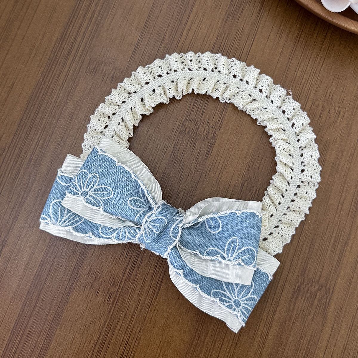 Floral Denim Bow Lace Headband for Girls