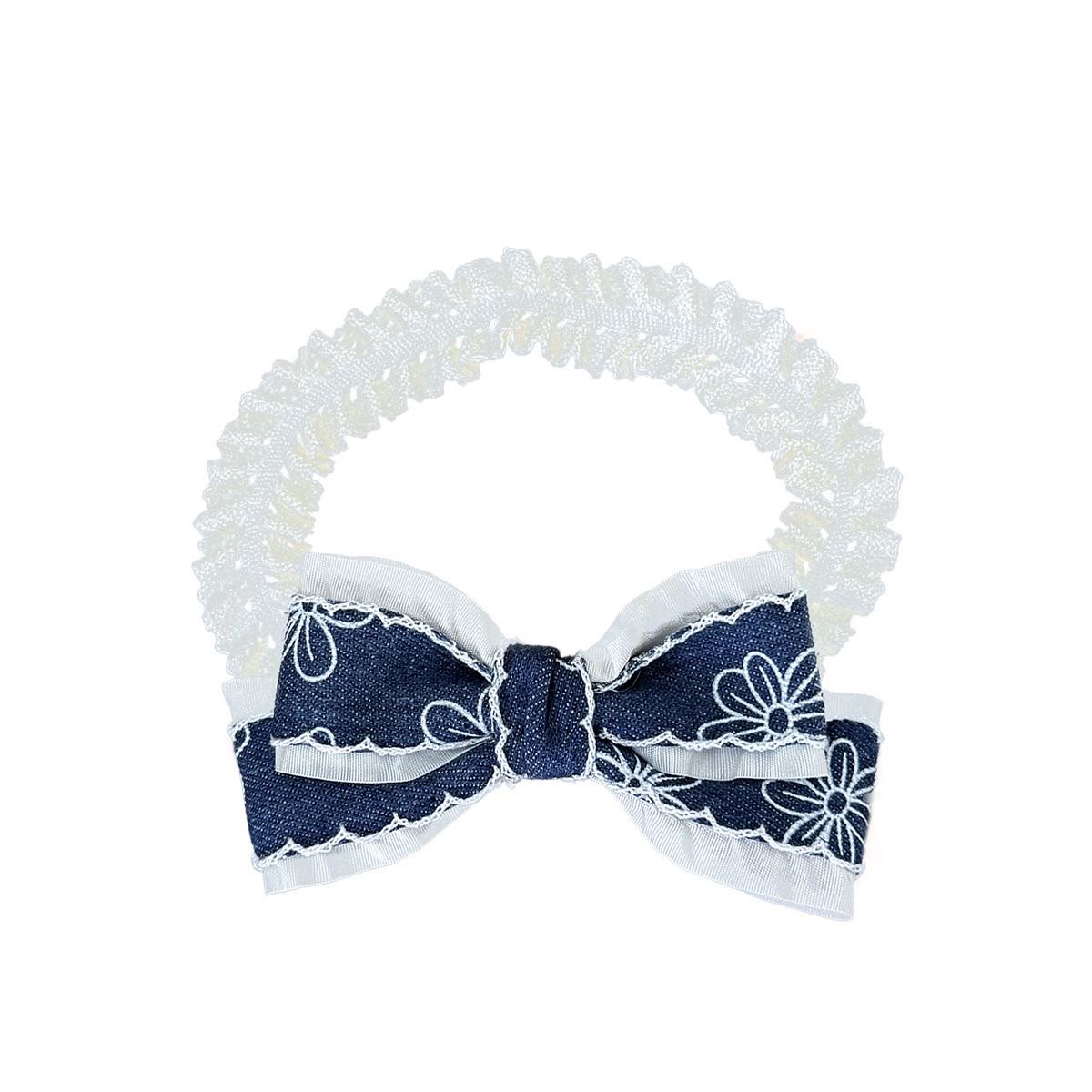 Floral Denim Bow Lace Headband for Girls