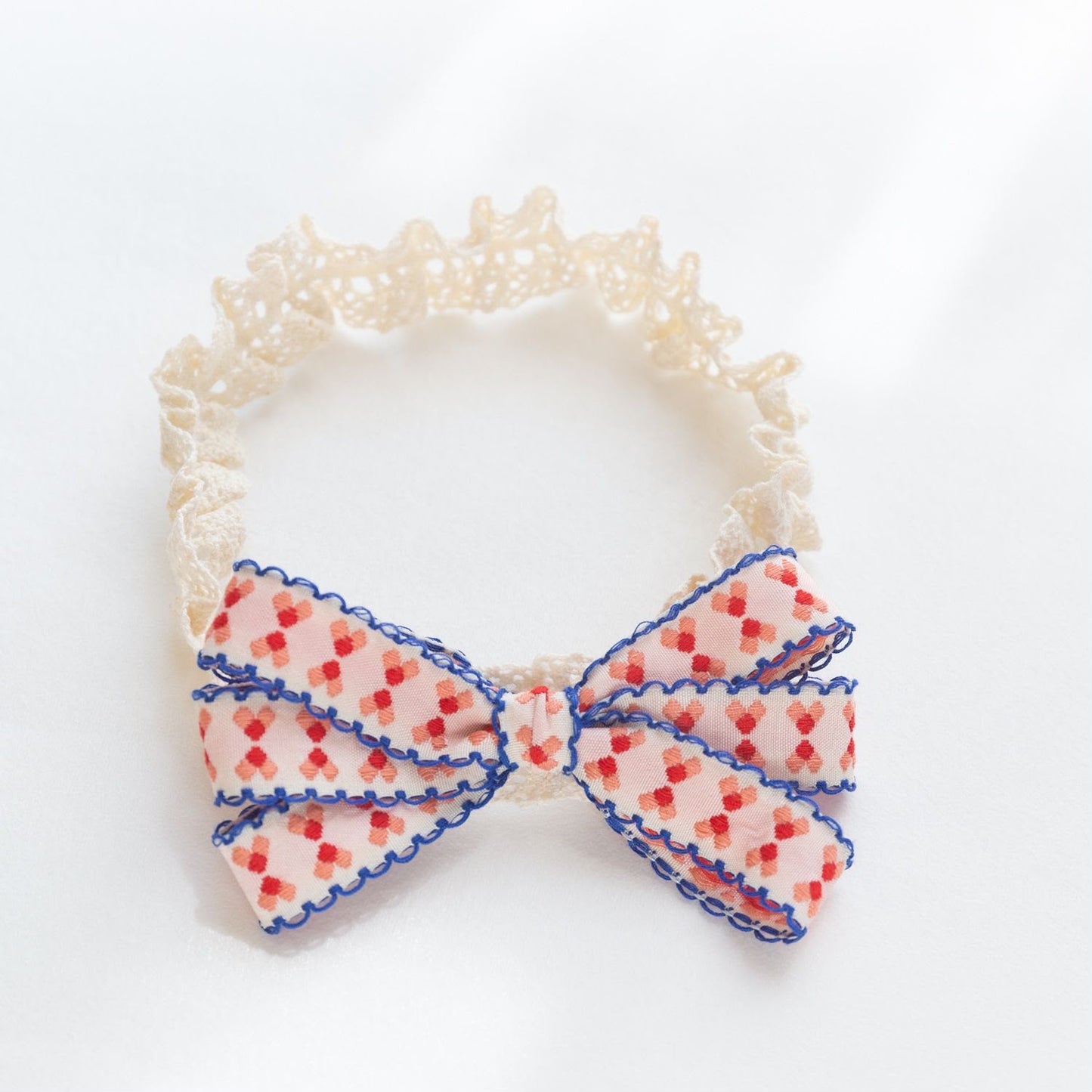 Floral Bow Lace Headband for Girls – Soft Stretch Hairband