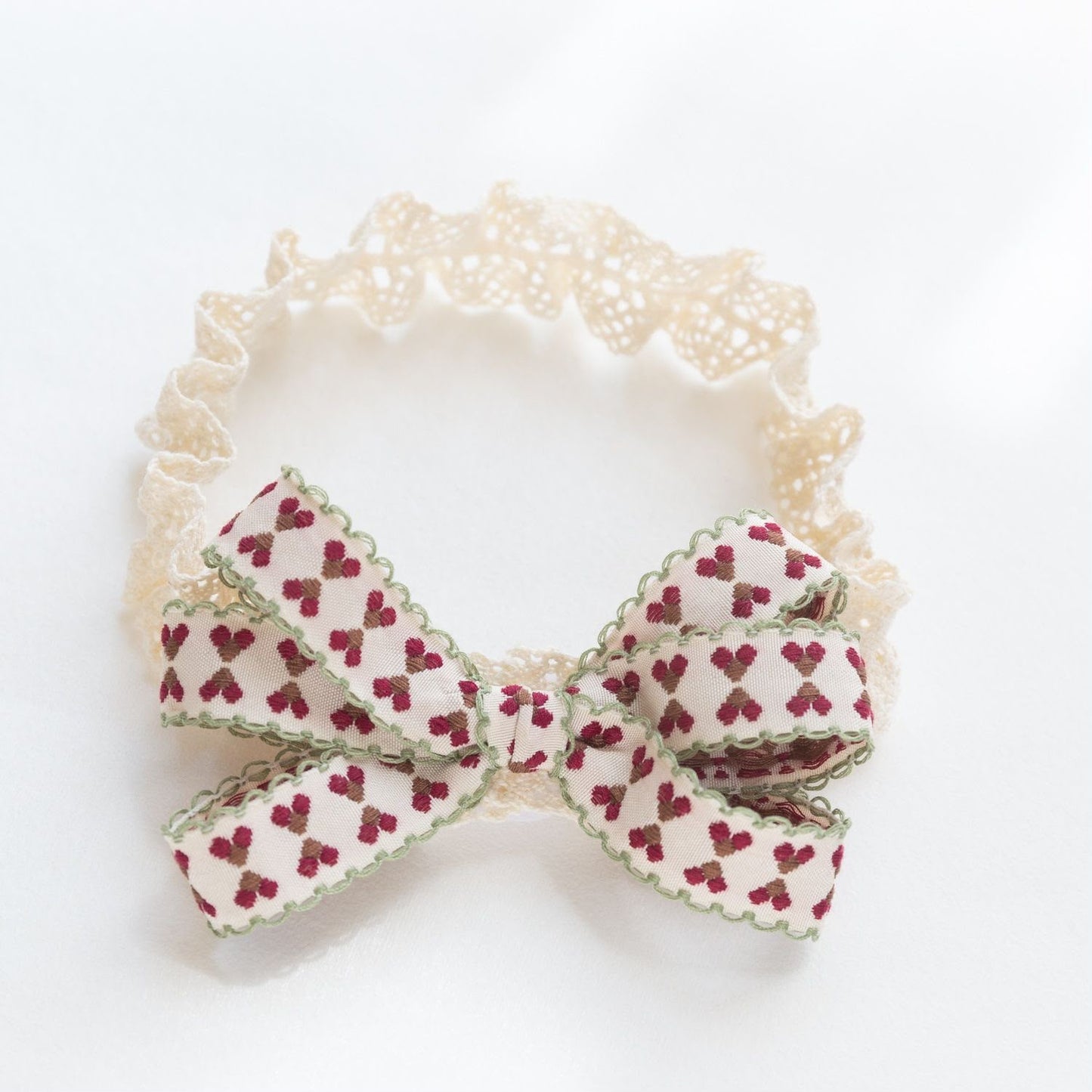 Floral Bow Lace Headband for Girls – Soft Stretch Hairband