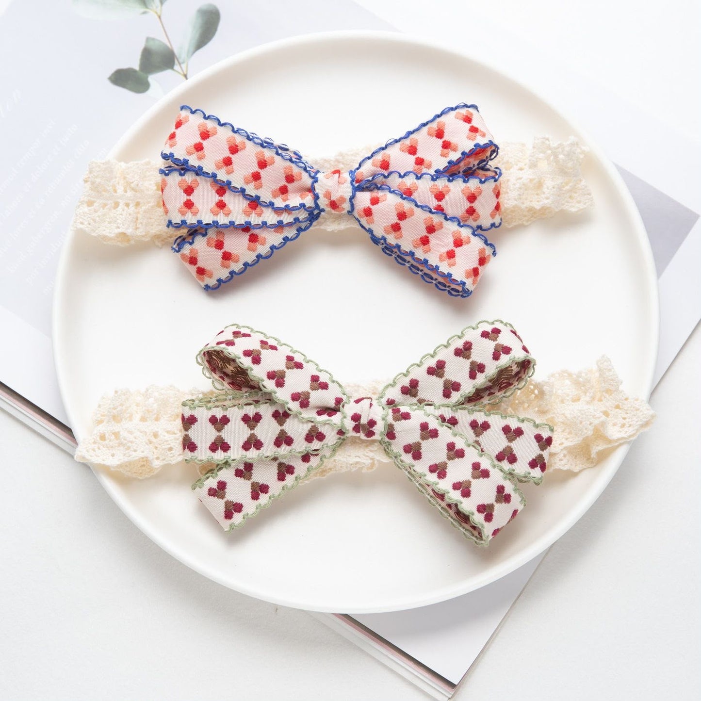 Floral Bow Lace Headband for Girls – Soft Stretch Hairband