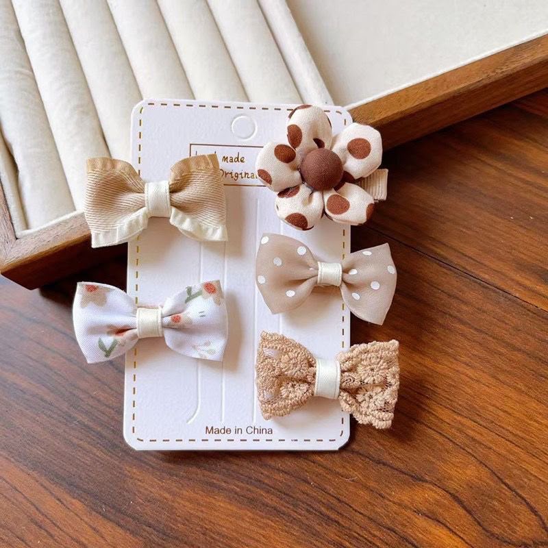 5-Piece Girls Bow & Flower Hair Clip Set – Cute Assorted Hair Accessories
