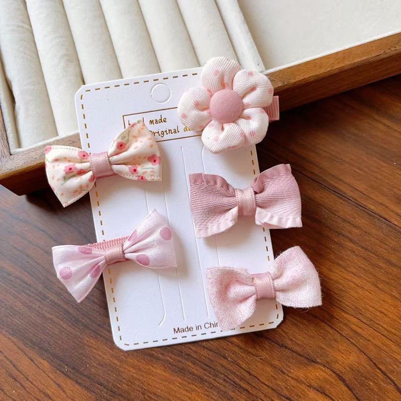 5-Piece Girls Bow & Flower Hair Clip Set – Cute Assorted Hair Accessories