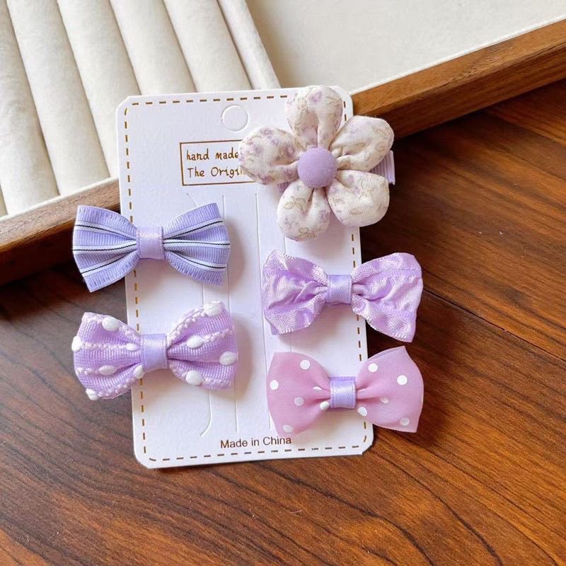 5-Piece Girls Bow & Flower Hair Clip Set – Cute Assorted Hair Accessories