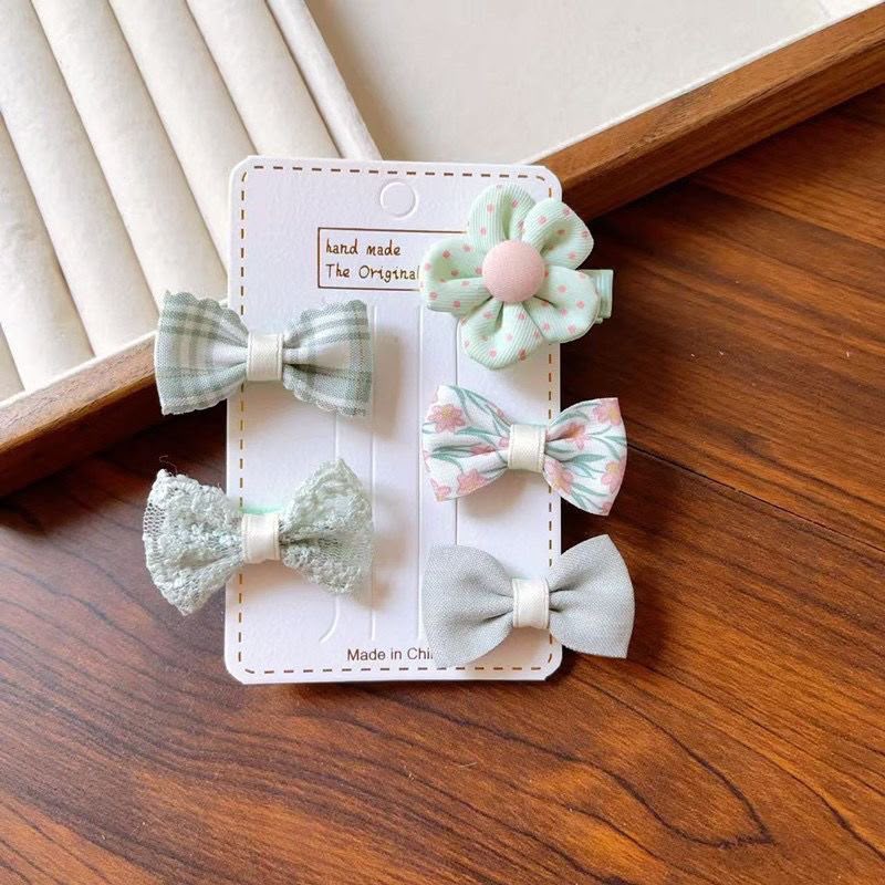 5-Piece Girls Bow & Flower Hair Clip Set – Cute Assorted Hair Accessories