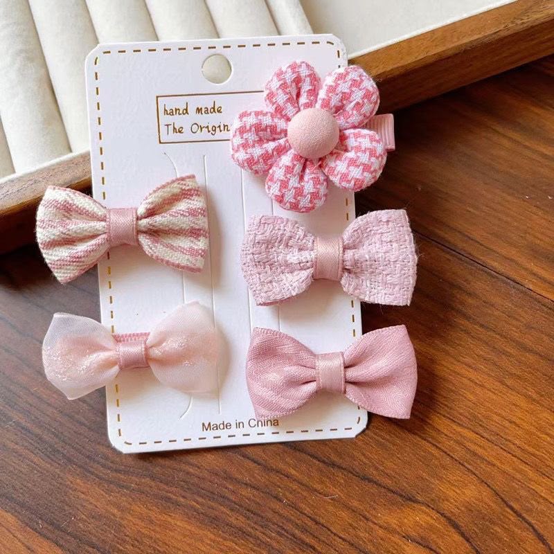 5-Piece Girls Bow & Flower Hair Clip Set – Cute Assorted Hair Accessories