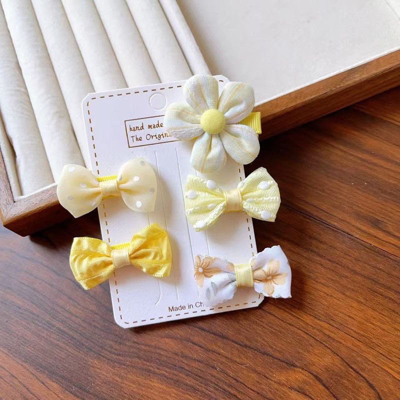 5-Piece Girls Bow & Flower Hair Clip Set – Cute Assorted Hair Accessories