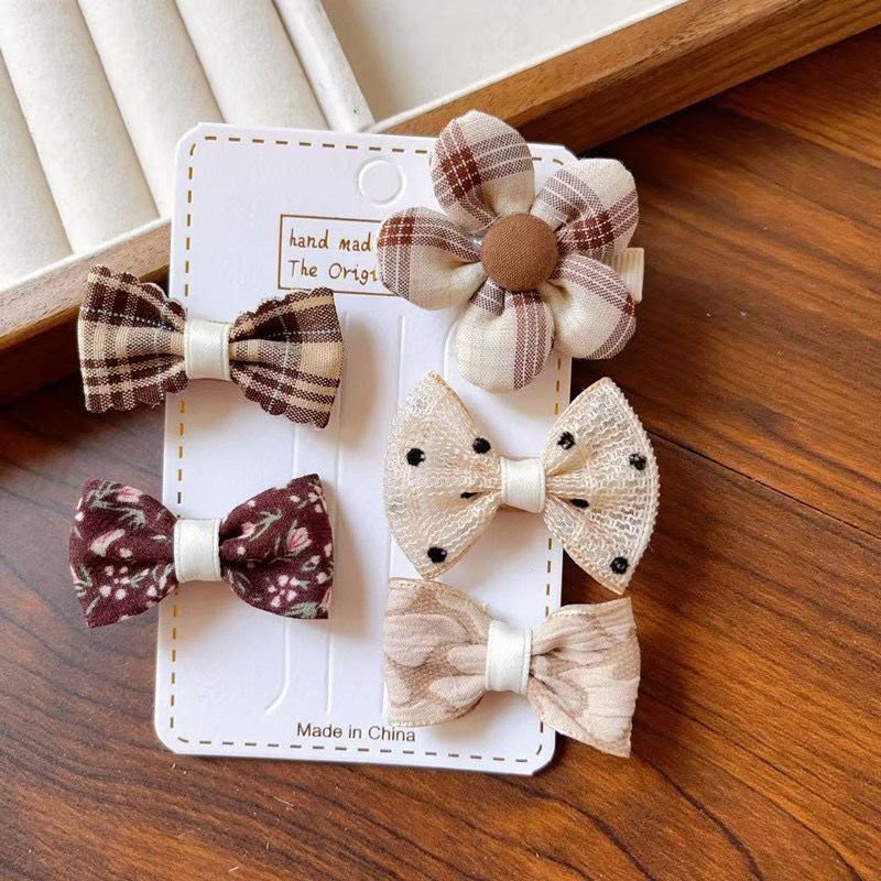 5-Piece Girls Bow & Flower Hair Clip Set – Cute Assorted Hair Accessories