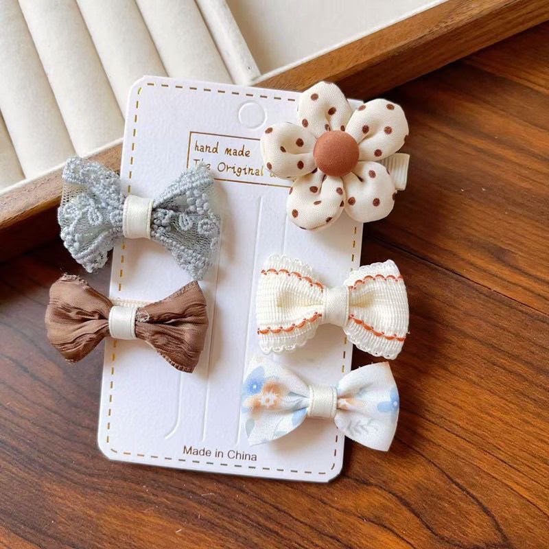 5-Piece Girls Bow & Flower Hair Clip Set – Cute Assorted Hair Accessories