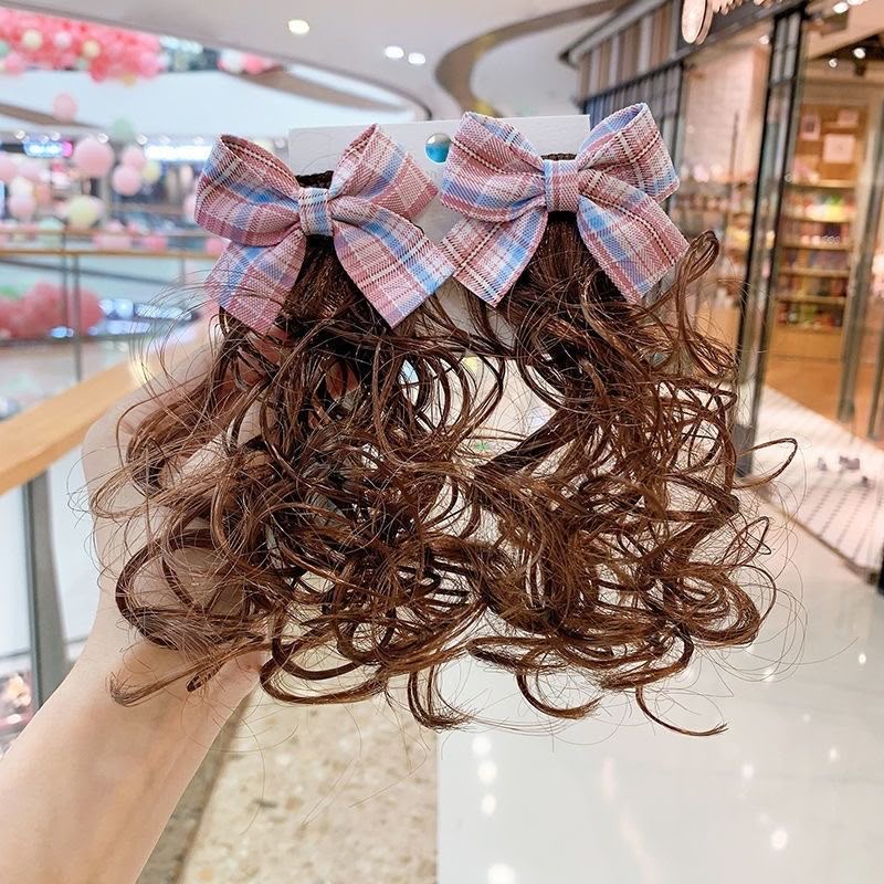 Girls Curly Ponytail Hair Extension with Bow – Cute Clip-On Hair Accessory