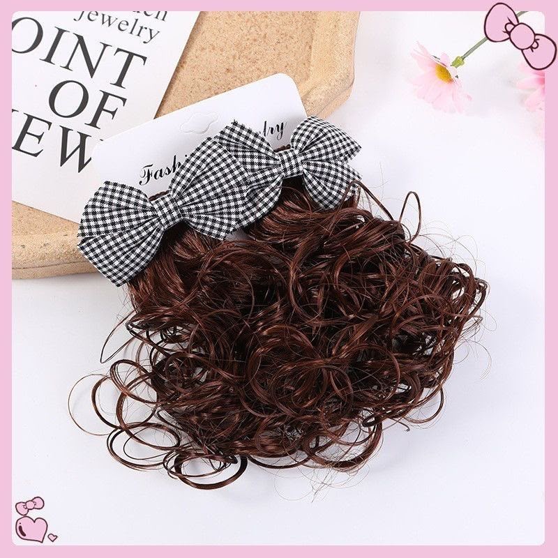 Girls Curly Ponytail Hair Extension with Bow – Cute Clip-On Hair Accessory