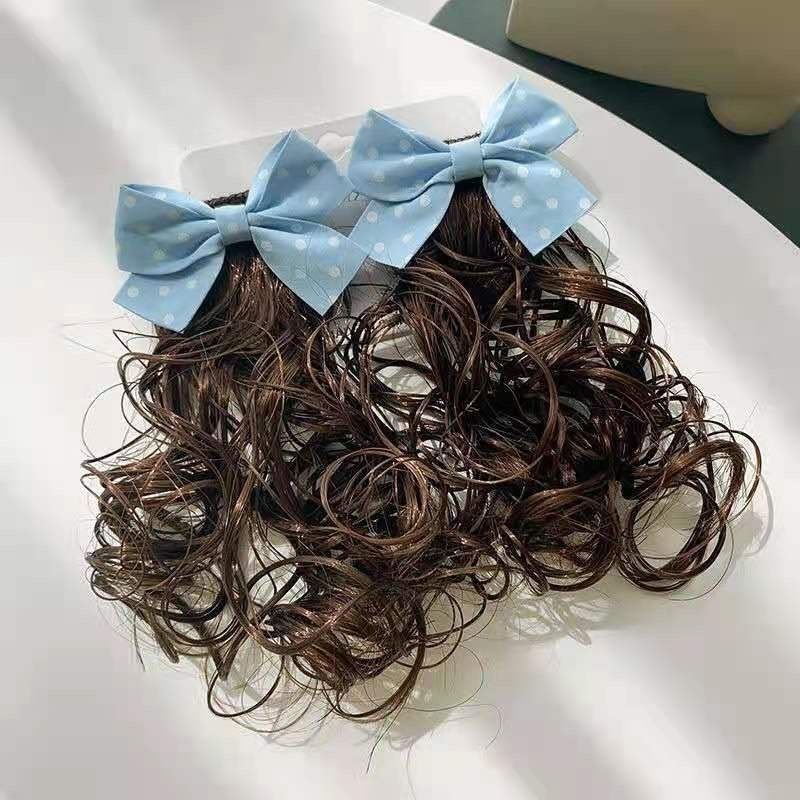 Girls Curly Ponytail Hair Extension with Bow – Cute Clip-On Hair Accessory