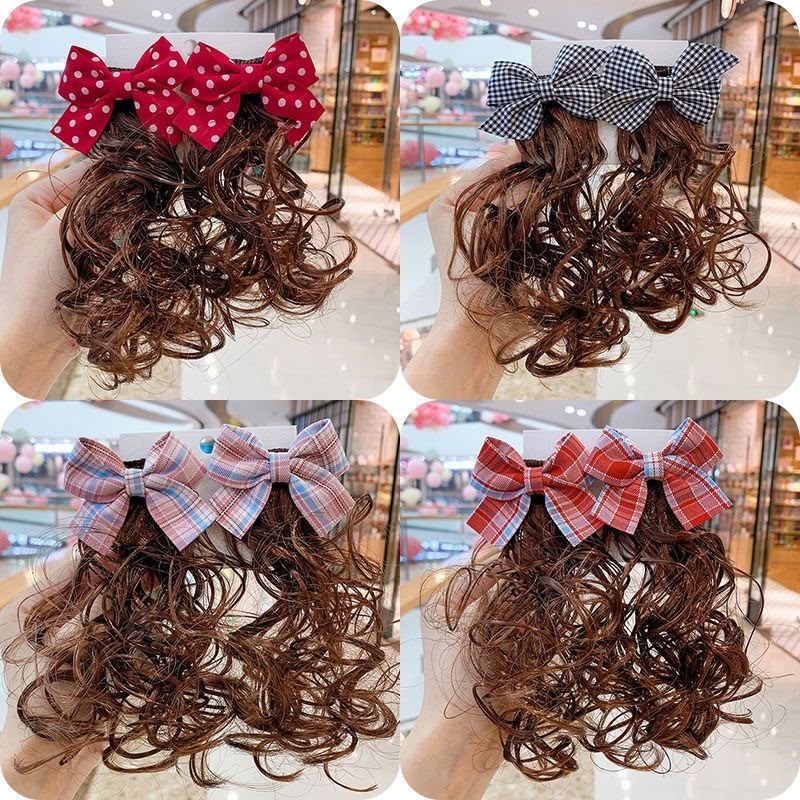 Girls Curly Ponytail Hair Extension with Bow – Cute Clip-On Hair Accessory