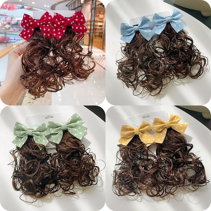 Girls Curly Ponytail Hair Extension with Bow – Cute Clip-On Hair Accessory