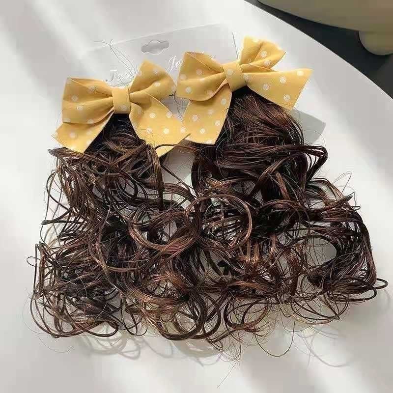 Girls Curly Ponytail Hair Extension with Bow – Cute Clip-On Hair Accessory
