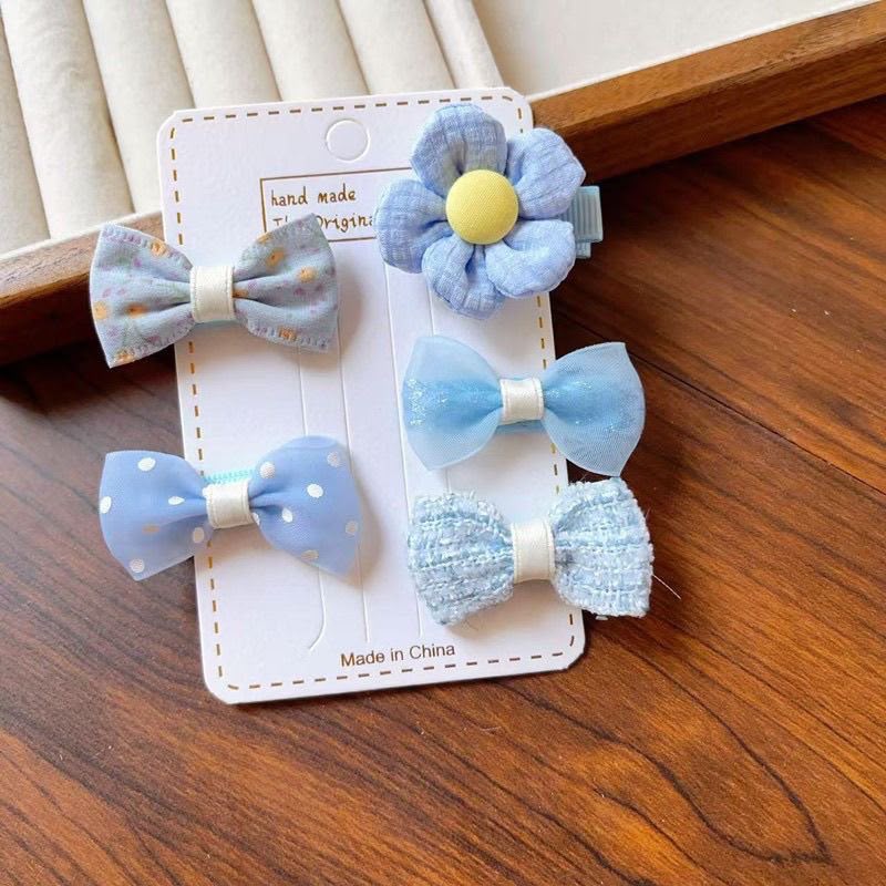 5-Piece Girls Bow & Flower Hair Clip Set – Cute Assorted Hair Accessories