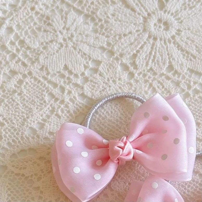Girls Polka Dot Bow Hair Ties – Double Layer Fabric Bow Ponytail Holders with Soft Elastic Band | Cute Kids Hair Accessories for Ponytails, Pigtails, School, Parties & Everyday Styling
