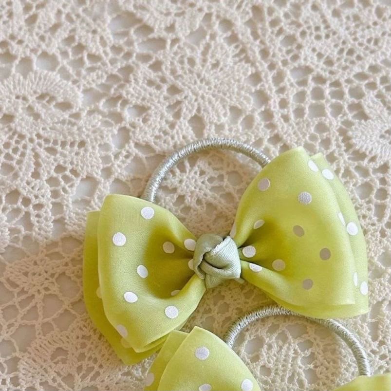 Girls Polka Dot Bow Hair Ties – Double Layer Fabric Bow Ponytail Holders with Soft Elastic Band | Cute Kids Hair Accessories for Ponytails, Pigtails, School, Parties & Everyday Styling